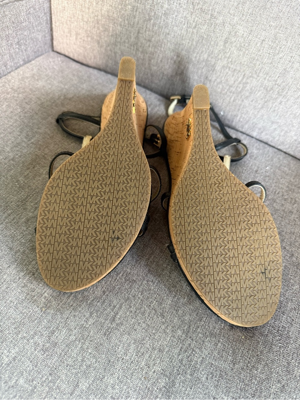 Michael Kors Black Strappy Cork Wedge Sandals - Picture 4 of 5
